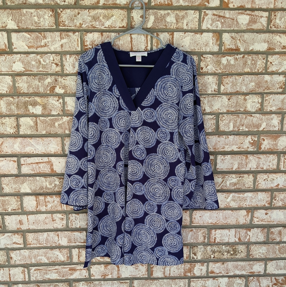 Oscar de la Renta Pink Label Blue Pattern Tunic M Medium